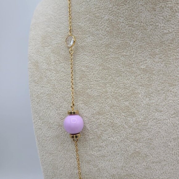 J Crew Lavender Bead with Clear Crystal Stations Long Necklace NWOT! - Picture 9 of 12